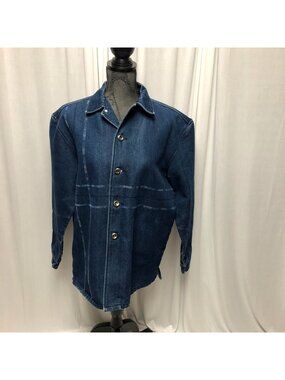 Karl Kani Denim Jacket Womens Size XL 20 Streetwear Hip Hop Blue Jean Jacket VTG